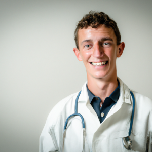 a professional and visually appealing image of a young happy smiling caucasian doctor with white teeth 784 300x300