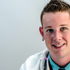 a professional and visually appealing image of a young happy smiling caucasian doctor with white teeth