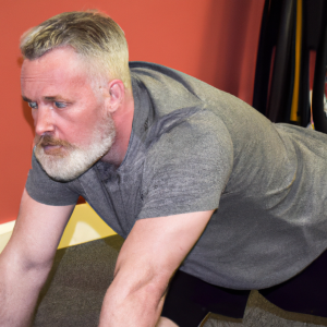 a professional appealing image of a caucasian man or woman exercising in a gym