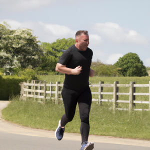 a professional appealing image of a caucasian man or woman jogging on a sunny day