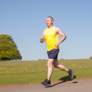 a professional appealing image of a caucasian man or woman jogging on a sunny day 488 300x300