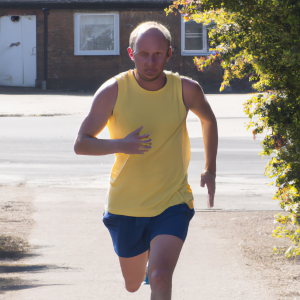 a professional appealing image of a caucasian man or woman jogging on a sunny day