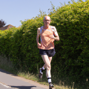 a professional appealing image of a caucasian man or woman jogging on a sunny day