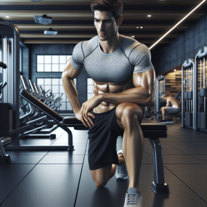 a photo realistic professionally appealing image of a good looking and athletic white man exercising in a gym 131 300x300