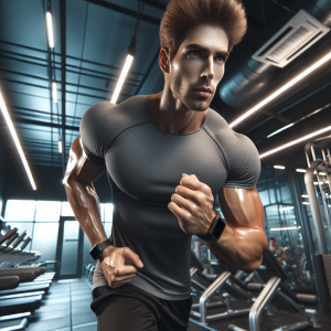 a photorealistic professional appealing image of a good looking and athletic caucasian man exercising in a gym