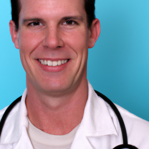 a professional and visually appealing good looking and atheletic image of a 35 to 45 year old happy smiling male caucasian doctor with white teeth