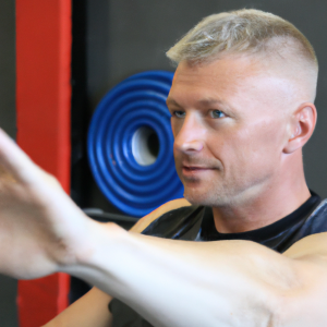 a professional appealing good looking and atheletic image of a caucasian man exercising in a gym