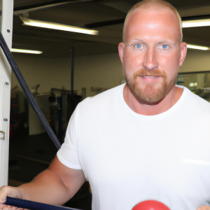 a professional appealing good looking and atheletic image of a caucasian man exercising in a gym