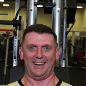 a professional appealing good looking and atheletic image of a caucasian man exercising in a gym